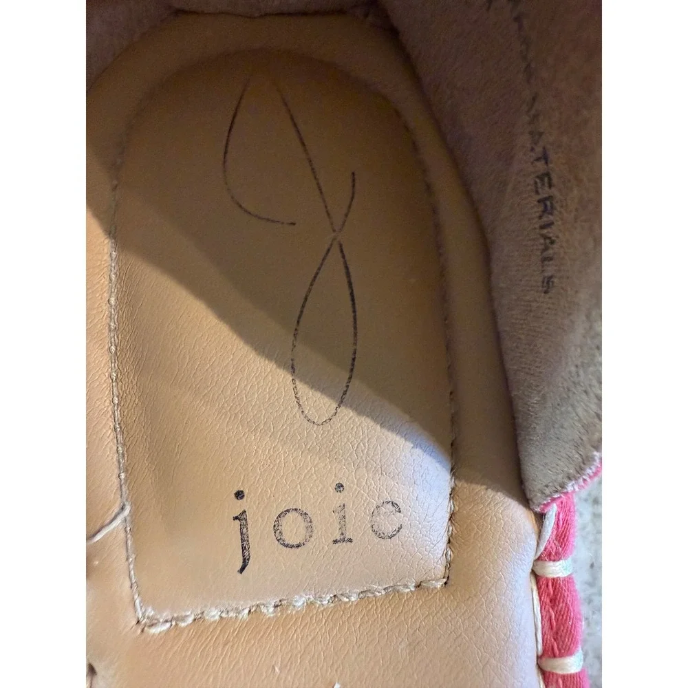 Joie Cruz Coral Pink Scalloped Espadrille Ankle Strap‎ Flats Womens 7.5M S4652